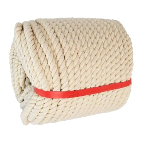 1/2 Inch x 164 Feet Natural Twisted Cotton Rope Strong Thick Soft Rope for Sports Tug of War, Decor Crafts, Landscaping, Railings, Hammock, Home Decorating,Camping, Wedding Rope Cover