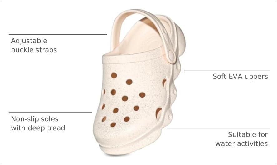 Image of Girls' Clogs for Toddlers & Kids Lightweight Garden Shoes Breathable Slip-on Slides Sandals Slippers Children's Beach Water Shoes