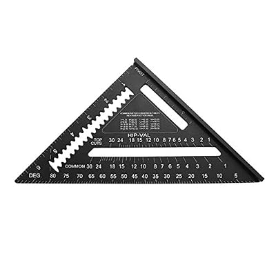 Hankyky Speed Square Layout Tool 7-Inch & 12-Inch Carpentry Squares Aluminum Alloy Triangle Ruler 90 Degrees Angle Ruler Woodworking Framing Measuring Layout Tool