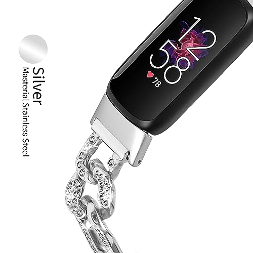 Pulsera compatible Fitbit Luxe con strass y ajuste metálico miniatura 5