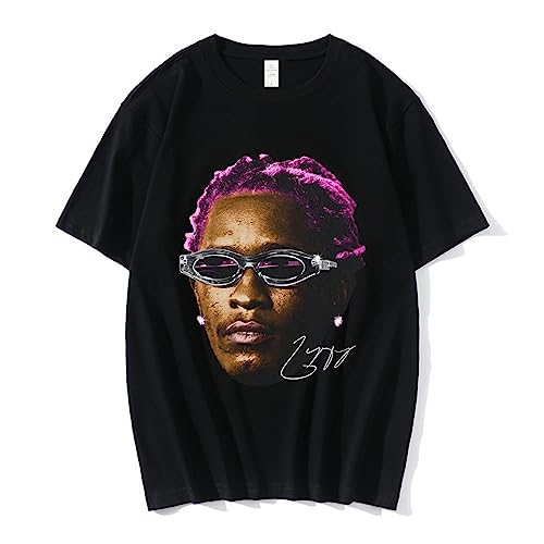 Photo de Rappeur Young Thug Coton T-Shirt Garçons Mode Hip Hop Street Style T-Shirt Été Enfants À Manches Courtes T-Shirt Hauts XS-4XL-Black||XS