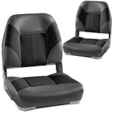 Low Back Boat Seat Fold-Down Fishing Boat Seat 2 Pack Grey/Black