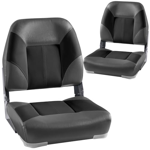 2pcs Boat Seating Grey and Black Low Back Finsh Boat Chairs