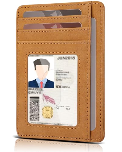Image of Teskyer Slim Minimalist Wallet for Men, RFID Front Pocket Card Holder | Ultra Slim Front Pocket Design, 8 Card Slots, RFID Protection, Smooth Faux Leather for Everyday Carry