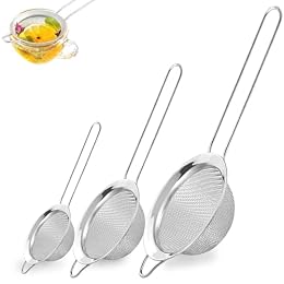 3Pcs Fine Mesh Strainer with Handle, Small Sifter Strainers Set, Stainless Steel Sieve Colander for Kitchen Baking Juice Quinoa Food Flour