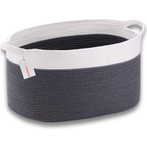 Urbanony Extra Large Cotton Rope Laundry Basket 65L – Woven Blanket, Toy & Storage Basket for Living Room, Nursery & Bedroom – Durable 10mm Thick Rope, Soft & Decorative Home Organiser (55×38×30cm)