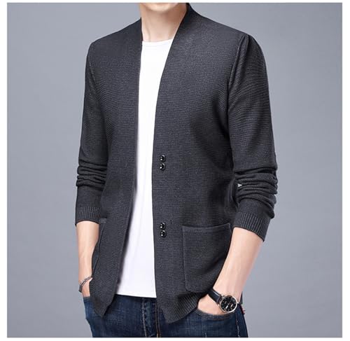 Mens Knitwear Solid Color Long Sleeved Pocket Knitted Cardigans, Men's Lightweight Wool Knit Casual Cardigan Sweater Thin3