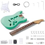 Leo Jaymz DIY ST Style Electric Guitar Kits,Spray-painted Mahogany Body,Laurel Wood Fingerboard and Maple Neck, including all Components (ST-Surf Green)