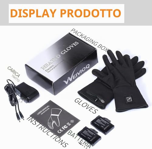 Guanti Riscaldati Sottili, Elettrici Ricaricabili con Batteria per Uomo e Donna. Fodere Invernali per Artrite, Raynaud, Ciclismo, Sci, Snowboard ed Escursionismo