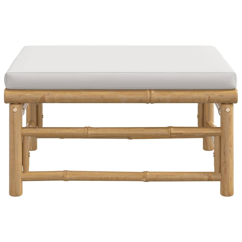 Fengshui Bambusowy taboret ogrodowy z jasnoszarą poduszką