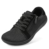 SKASO Womens Casual Shoes Wide Width Trail Running Shoes Comfortable Minimalist Shoes Barefoot Zero Drop Black Size 7 Wide