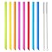 [Angled Tips] 8 Pcs Reusable Boba Straws & Smoothie Straws - Multi Colors Jumbo Wide Reusable Straw, BPA FREE Food-Grade Plastic Straw for Bubble Tea(Tapioca, Boba Pearls), Milkshakes with 2 Brushes