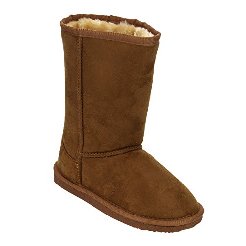 Kids Pull-On Faux Fur Lined Winter Snow Boots,Tan,4