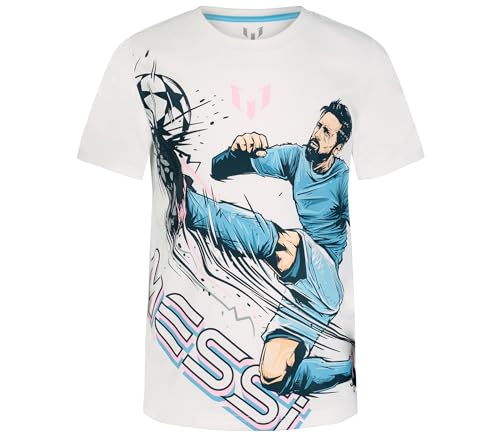 Image of Messi Boys' Lifestyle Short Sleeve Top, Loose-Fit Shirt with Logo, Comfortable, All-Day Wear
