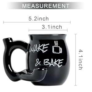 Wake and bake coffee mug novelties ceramic cup fathers day gift black  urban country home decor