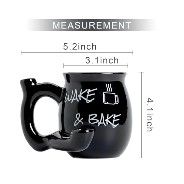 Wake and bake coffee mug novelties ceramic cup fathers day gift black  urban country home decor