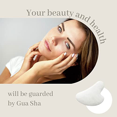Image of Rena Chris Gua Sha Facial Tools: Natural Jade Stone Guasha Tool for Face Acupuncture Therapy, Facial Massager for Jawline Sculpting and Puffiness Reducing (White)