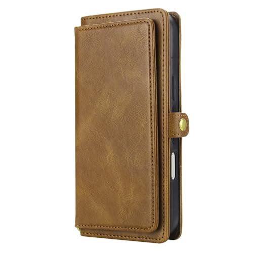 Étui en cuir pour iPhone 17 avec portefeuille à rabat magnétique séparable en laiton