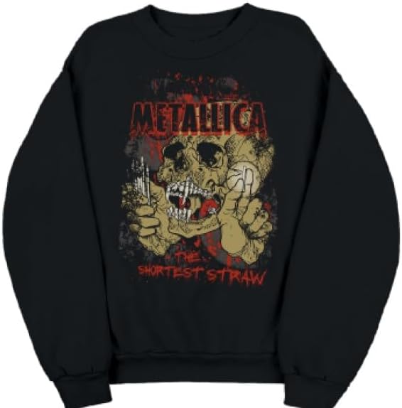 Metallica Men's Metallica the Shortest Straw Red Outline Logo Unisex Crewneck Fleece