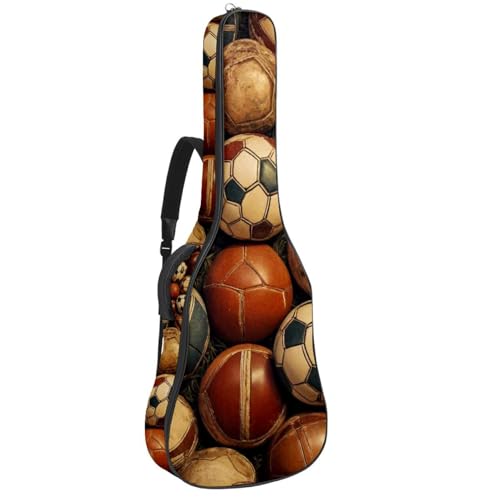 Sac guitare acoustique vintage 106 cm et motif ballons de football