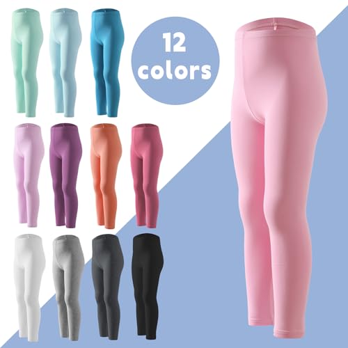 12 Pack Girls Cotton Pants - Toddler Stretch High Waisted Leggings - Soft and Breathable3