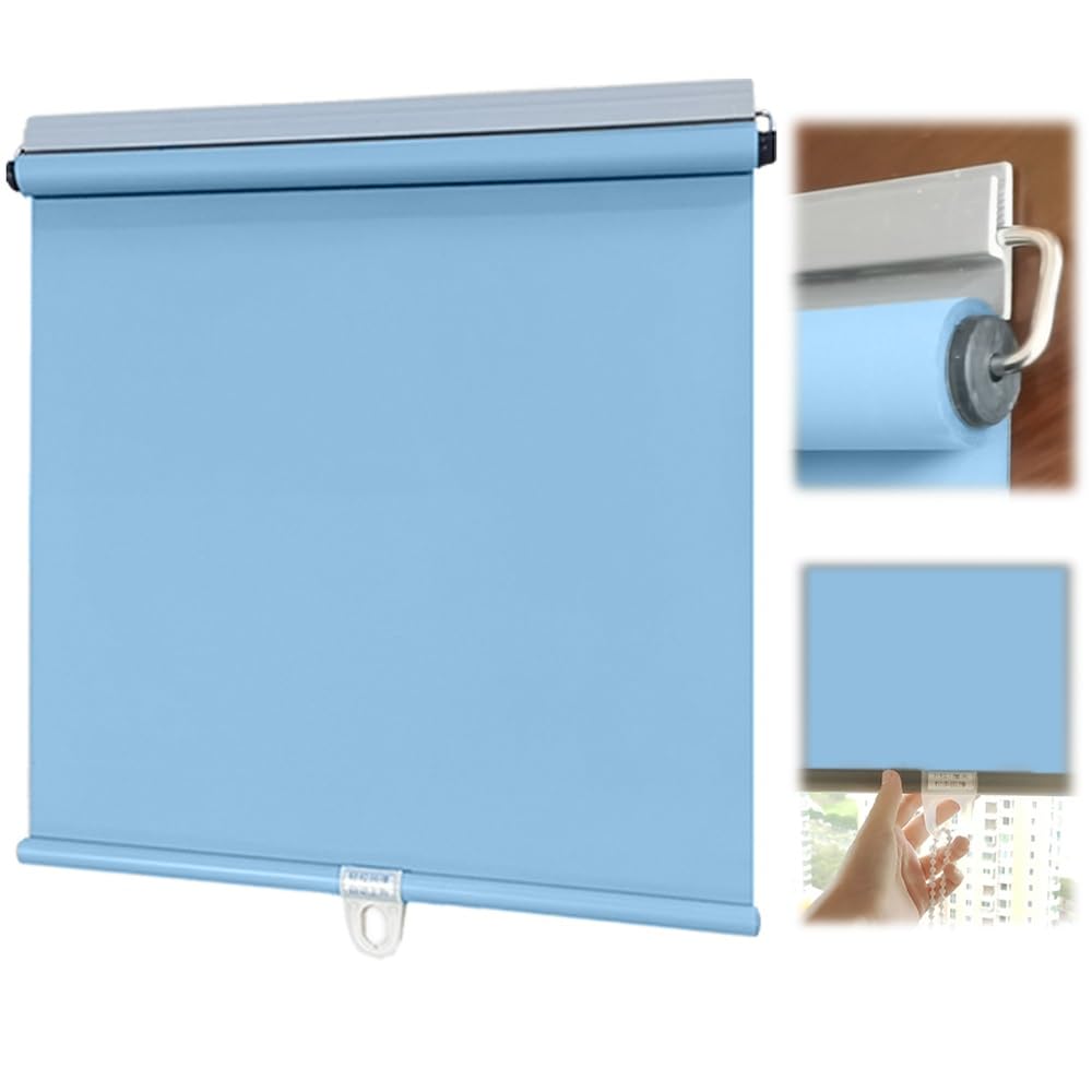 Store à rouleau occultant sans fil, isolation thermique, imperméable, à ressort avec arrêt spontané, autocollant et léger pour chambre à coucher, bureau, véhicule récréatif pour portes coulissantes