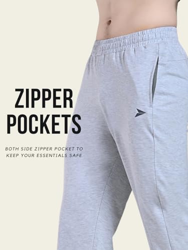 Image of FITINC Soft Cotton Joggers for Men | Regular Fit Summer Jogger for Gym, Running, Walking, Training with Zipper Pockets & Cuffed Ankles for Casual Outings