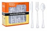 Plastic Silverware Heavyweight Clear Combo, Disposable Flatware Crystal Clear Cutlery - 240-Piece Set.