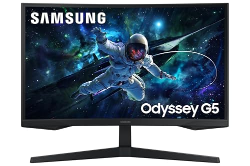 Samsung 27 (68.5cm) Odyssey G5 2K Curved Gaming Monitor|QHD 2560 X 1440|1000R Curved|165Hz|1ms(MPRT)|300nits|Ports-HDMI,DP,Headphone|DP Cable|HDR10|FreeSync|LS27CG550EWXXL|Black