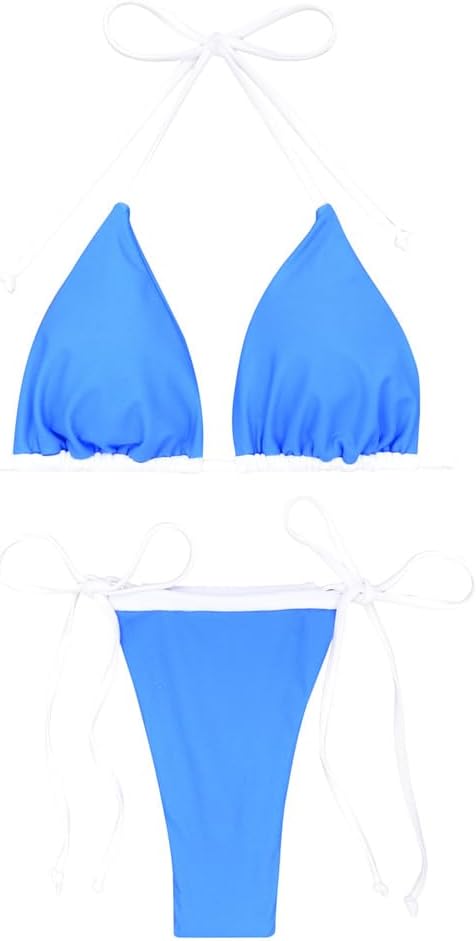Sexy Ladies Micro Bikini Set Triangle Bathing Suit Womens Halter Two-Piece Swimwear Slim Push Up Bathers PQ5041