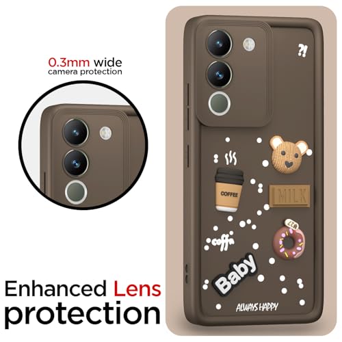 Image of Pikkme Back Cover for Vivo Y200 5G | 3D Cartoon Silicone Case Cute & Fun Full Protective Bumper Cover (Brown)