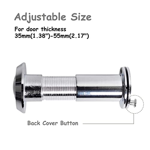 Door Viewer Peephole, Solid Brass 220-Degree Door Viewer With Heavy Duty Rotating Privacy Cover For 1-3/8" To 2-1/6" Doors For Home Office Hotel (Polished Chrome) #TOP2