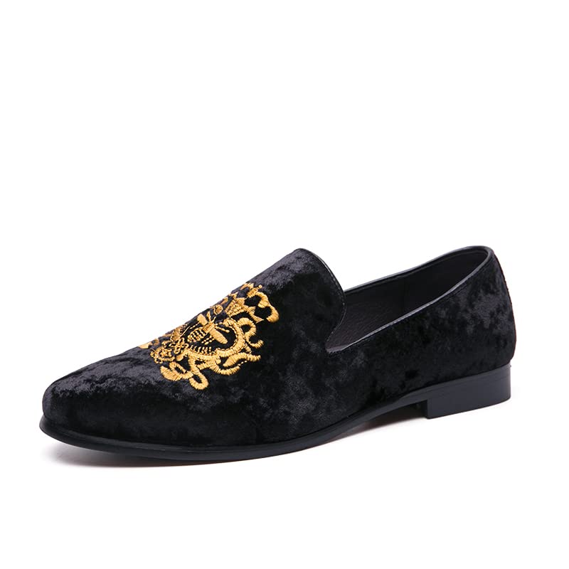 Men's Luxury Velvet Penny Loafers Shoes Embroidery Suede Dress Loafers Daily Boats Shoes for Party Wedding Prom Size 38-47
