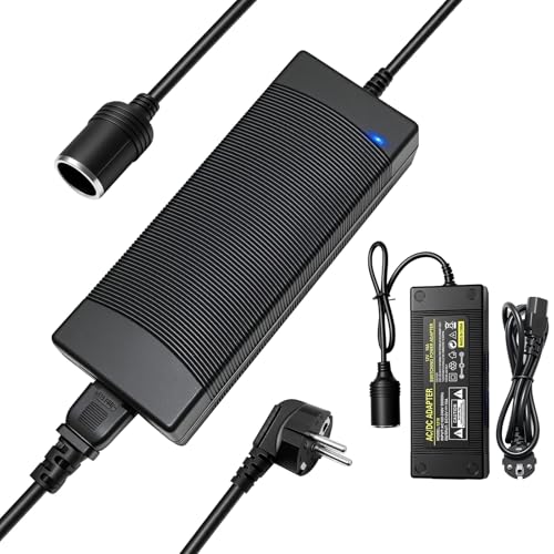 muhogxio Transformador 230v a 12v, 12 V, 10 A, 120 W Adaptador Mechero Coche a Enchufe para Neveras, Aspiradoras, Compresores e Infladores de Neumáticos (Tipo Dividido)