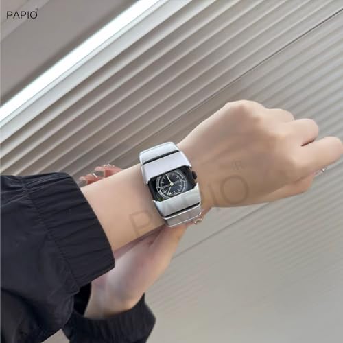 Image of PAPIO Stylish Rectangle Dial Analogue Watch | Premium Plastic Strap | Fashion Unisex Wrist Watch for Men, Boys, Women