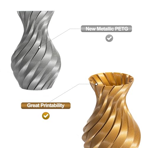 Image of PETG Filament 1.75mm for 3D Printer, Metal-Like Consumable 1kg (2.2lbs) 1 Spool, Silk Metallic Finish PETG High Speed 3D Printer Filament, Dimensional Accuracy + /- 0.03 mm,Metallic Bronze Gold