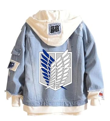 WANHONGYUE Anime Chaqueta Vaquera Hoodie Denim Jacket Adulto Cosplay Sudadera con Capucha Jeans Sweatshirt Abrigo, Azul, XL | Ya disponible en tu tienda friki favorita! En mundofriki.es!