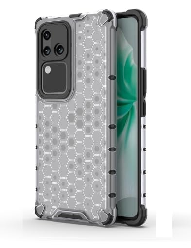 Image of Lustree TPU Honey Comb Armor Shock Proof Back Cover for for vivo V30 / VIVO V30 Pro- Transparent