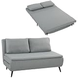 HOMCOM Divano Letto 2 Posti 3 in 1 in Tessuto Effetto Lino con 2 Cuscini, Divano Letto Mat...