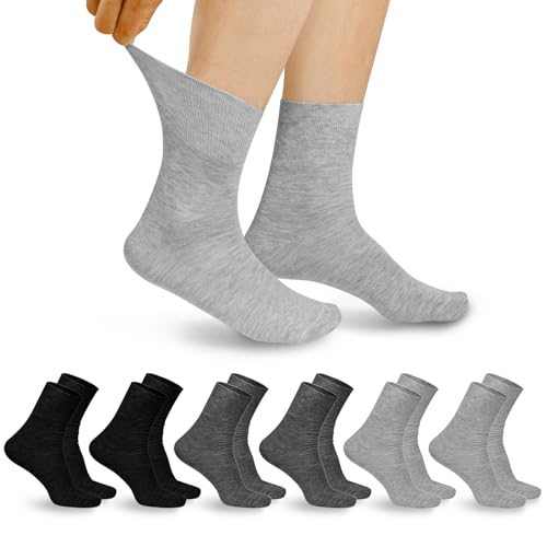 Aomig Calcetines Diabéticos para Hombre y Mujer, 6 Pares Sin Costuras y Sin Goma, Finos de Algodón para Verano
