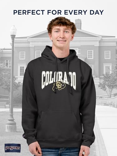 Image of JanSport NCAA Officially Licensed Rival Hoodie, Long Sleeve Unisex Sweatshirt, Cotton-Polyester Blend, Double-Layered Hood
