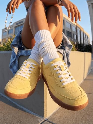 Image of Bacca Bucci Zest Women's Low-Top Walking Sneakers with Suede-Look Upper, Lace-Up Closure, Padded Collar, Perforated Toe Detail, Gum Grip Outsole, Casual Streetwear Shoes
