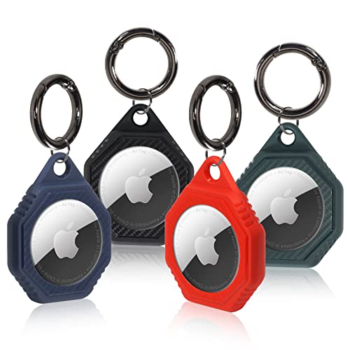 HitTopss 4 Pack Waterproof Air Tag Holder with Airtag Keychain, Protective Tracker Case with Loop Key Ring for Apple AirTags, IPX8 Airtag Cover for Wallet, Luggage, Cat, Dog, Keys, Bags (Multi-Color)