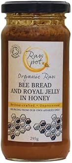 RAW POT - ORGANIC RAW BEE BREAD AND ROYAL JELLY IN HONEY - Natural Pure Unpasteurised Honey with Antioxidants & Phytonutrients for Immunity, Detox, Digestion, Energy Support | For Kids & Adults (295g)