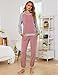 Leversic Schlafanzüge für Damen Lang Zweiteiliger Pyjama Set Baumwolle Raglanärmel Kontrastfarbenes Hausanzug Nachtwäsche, 1386-Rosa, M
