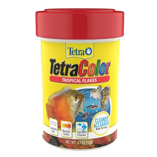 TetraColor Tropical Flakes, Color Boosting Fish Food, Nutritionally Balanced Diet for Tropical Fish, .42 oz
