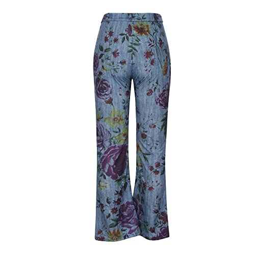 Plus Size Bell Bottom Jeans for Women Floral Embroidered High-Rise Flare Jeans Stretch Skinny Fitted Denim Pants4