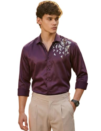 Image of IndoPrimo Men's Stylish Satin Shirt for Party, Formal, Daily and Casual Wear Full Sleeve Shirt for Mens - Trio
