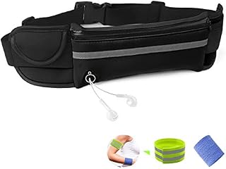 RAINYEAR Running Belt Bumbag Fanny Pack Waterproof Flip Belt Adjustable Fitness Waist Bum Pouch Bag Compatible with iPhone Series Samsung S/Note Phone,for Men Women Outdoor Gym Sports Travel(Black)