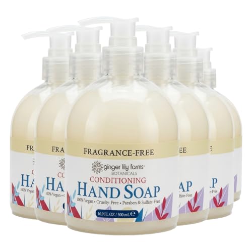 Image of Ginger Lily Farms Botanicals Conditioning Liquid Hand Soap, 100% Vegan & Cruelty-Free, Fragrance Free, 16.9 fl oz (Pack of 6)